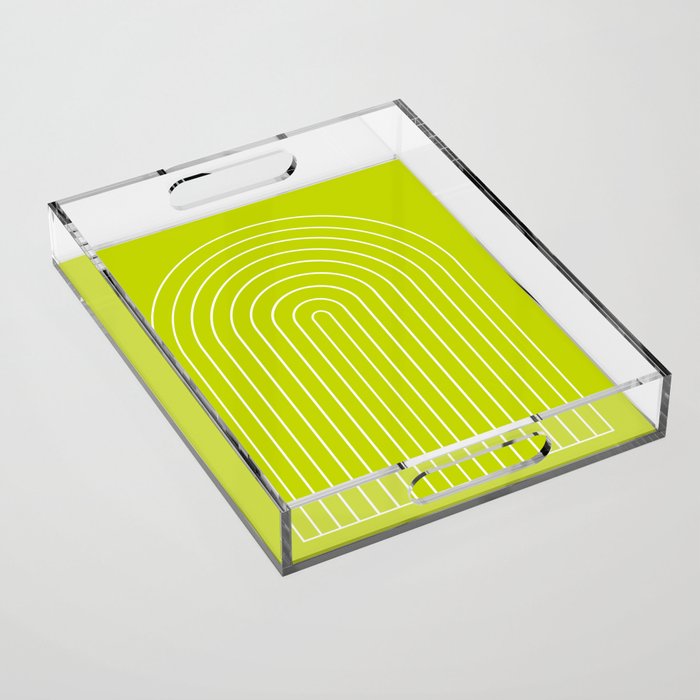Minimal Arch XXIII Lime Green Modern Geometric Lines Acrylic Tray Gallery Image 1