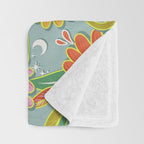 Drippy Daisy Dreamscape - Electric on Blue Throw Blanket Gallery Image 3