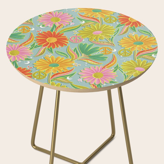 Drippy Daisy Dreamscape - Electric on Blue Side Table Gallery Image 2