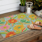 Drippy Daisy Dreamscape - Electric on Blue Outdoor Rug Gallery Image 2
