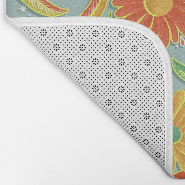 Drippy Daisy Dreamscape - Electric on Blue Bath Mat Gallery Image 2