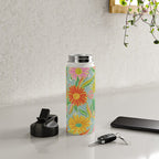 Drippy Daisy Dreamscape - Electric on Blue Water Bottle Gallery Image 4