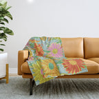 Drippy Daisy Dreamscape - Electric on Blue Throw Blanket Gallery Image 1