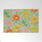 Drippy Daisy Dreamscape - Electric on Blue Welcome Mat Gallery Image 1