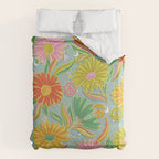 Drippy Daisy Dreamscape - Electric on Blue Duvet Cover Gallery Image 6