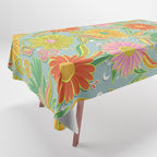 Drippy Daisy Dreamscape - Electric on Blue Tablecloth Gallery Image 1