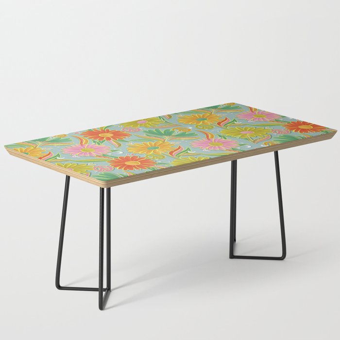 Drippy Daisy Dreamscape - Electric on Blue Coffee Table Gallery Image 1