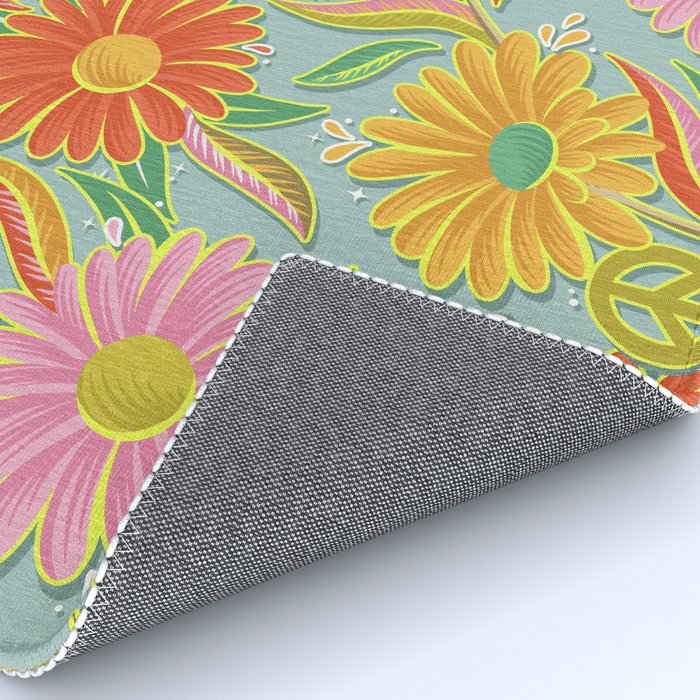 Drippy Daisy Dreamscape - Electric on Blue Rug Gallery Image 4
