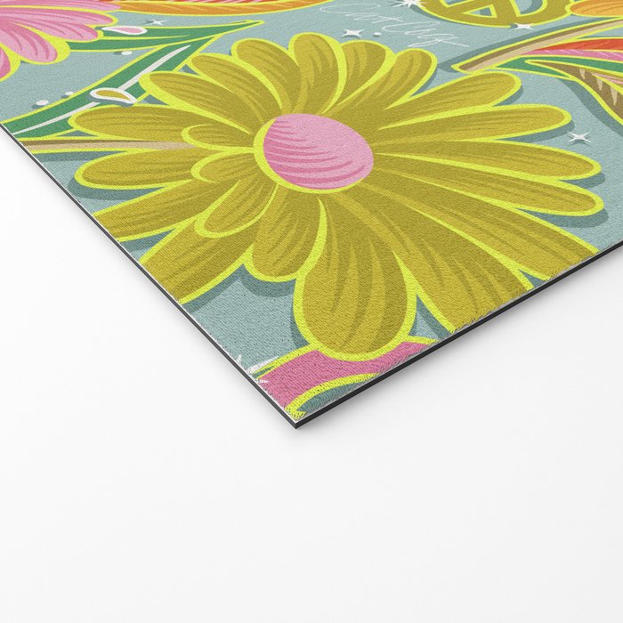 Drippy Daisy Dreamscape - Electric on Blue Welcome Mat Gallery Image 2