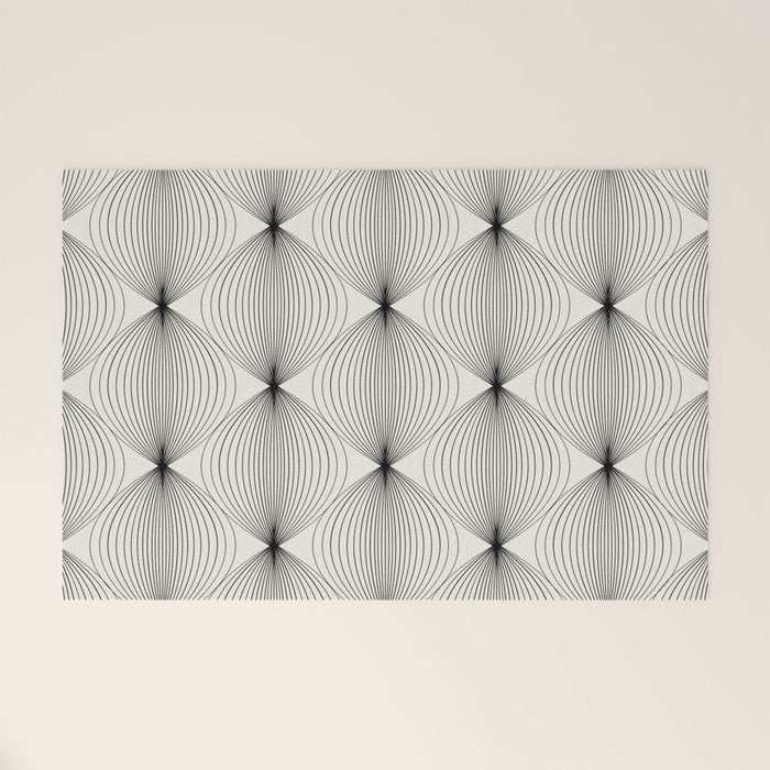 Geometric Orb Pattern - Black and White Welcome Mat Gallery Image 1