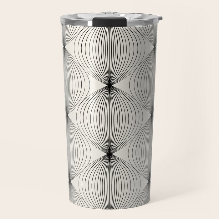 Geometric Orb Pattern - Black and White Travel Mug Gallery Image 1