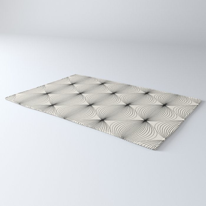 Geometric Orb Pattern - Black and White Rug Gallery Image 3