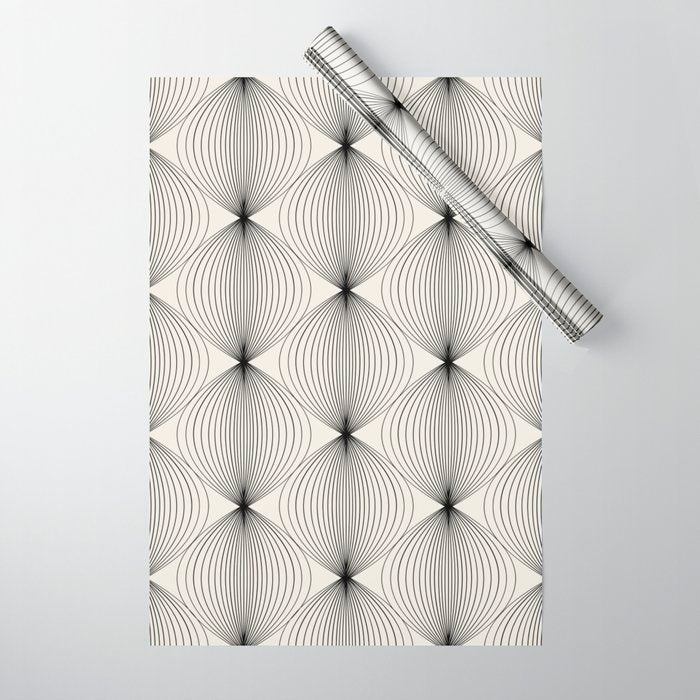 Geometric Orb Pattern - Black and White Wrapping Paper Gallery Image 1