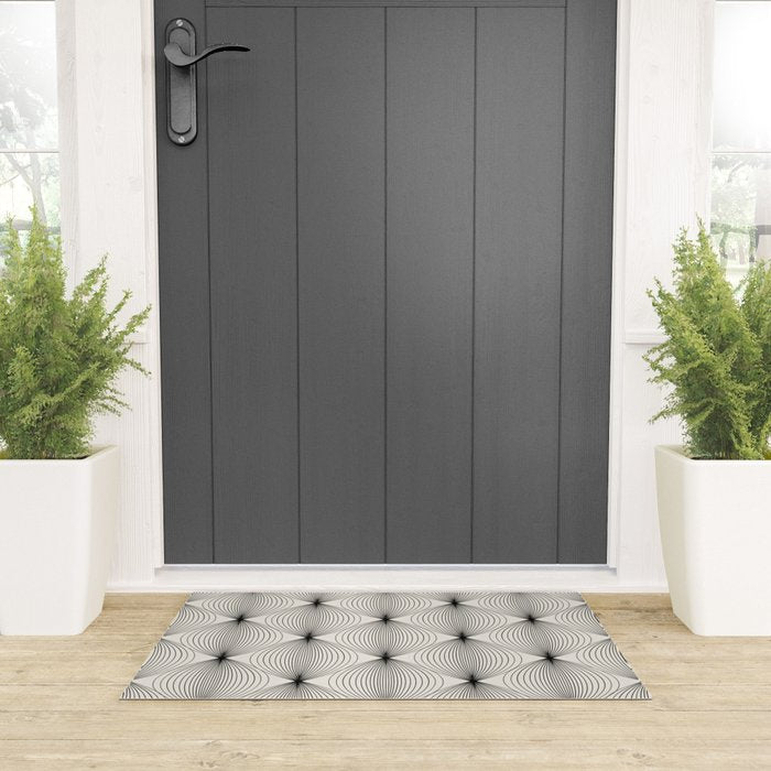 Geometric Orb Pattern - Black and White Welcome Mat Gallery Image 3