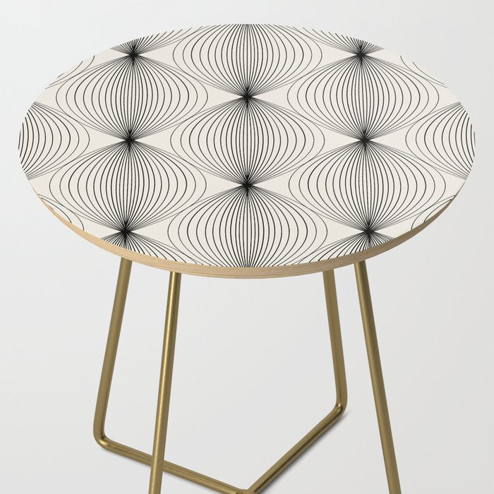 Geometric Orb Pattern - Black and White Side Table Gallery Image 2