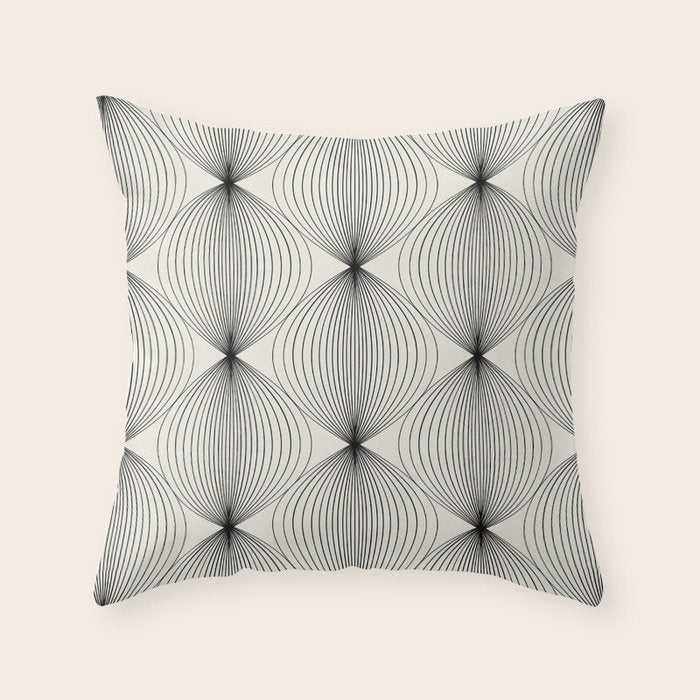 Geometric Orb Pattern - Black and White Throw Pillow Gallery Image 6