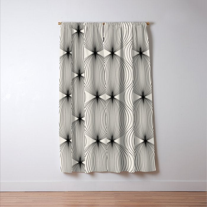 Geometric Orb Pattern - Black and White Window Curtain Gallery Image 3