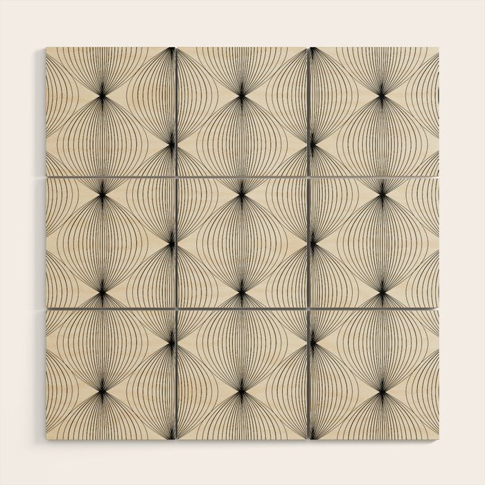 Geometric Orb Pattern - Black and White Wood Wall Art Gallery Image 1