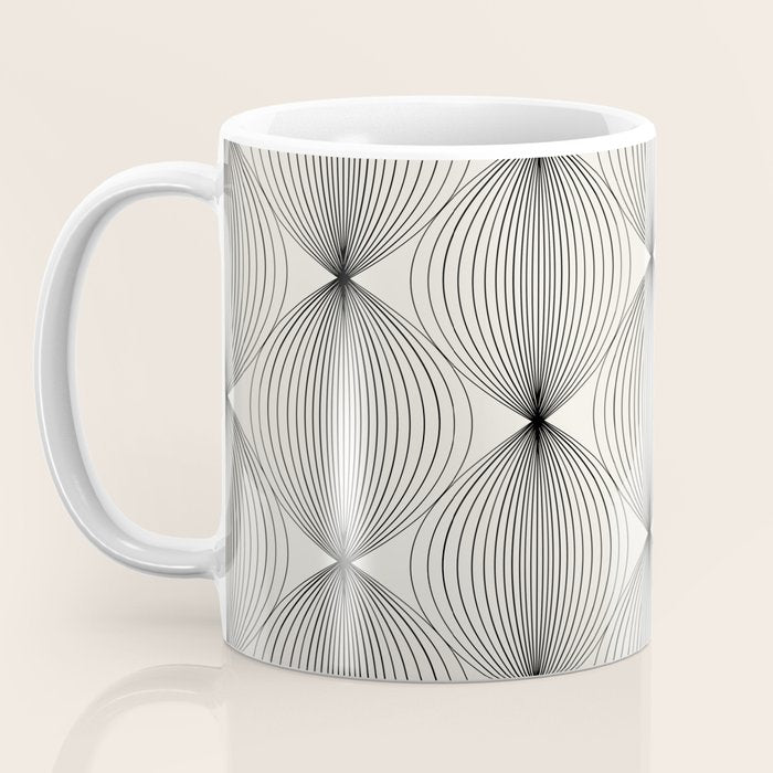 Geometric Orb Pattern - Black and White Coffee Mug Gallery Image 3
