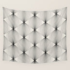 Geometric Orb Pattern - Black and White Wall Tapestry Gallery Image 4