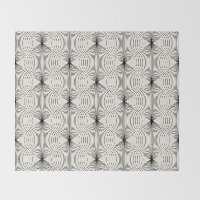 Geometric Orb Pattern - Black and White Throw Blanket Gallery Image 2