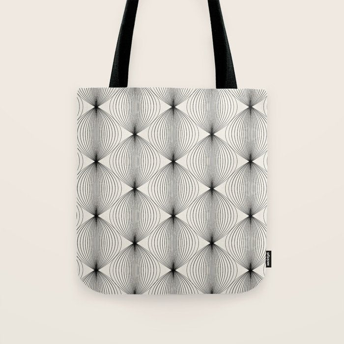 Geometric Orb Pattern - Black and White Tote Bag Gallery Image 1