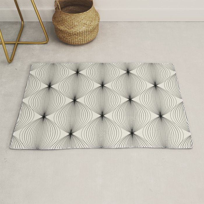 Geometric Orb Pattern - Black and White Rug Gallery Image 1