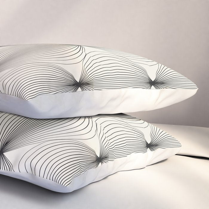 Geometric Orb Pattern - Black and White Pillow Sham Gallery Image 3