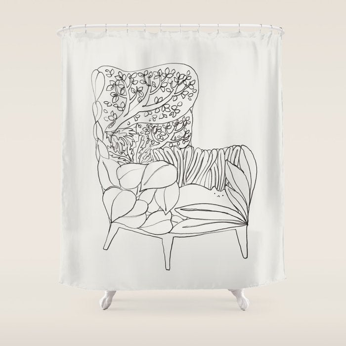 Cat and Plant 19 Shower Curtain Gallery Image 1