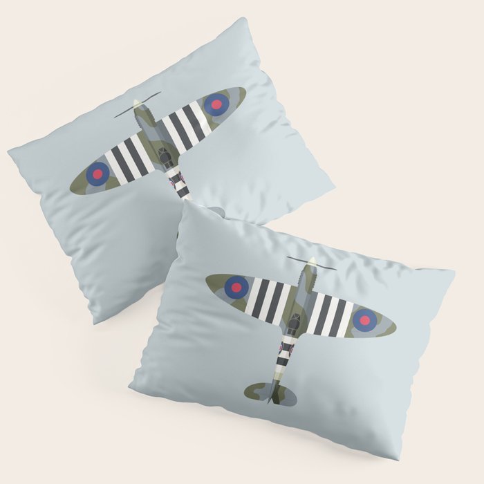 Spitfire WWII Fighter Aircraft - Grey Pillow Sham Gallery Image 3