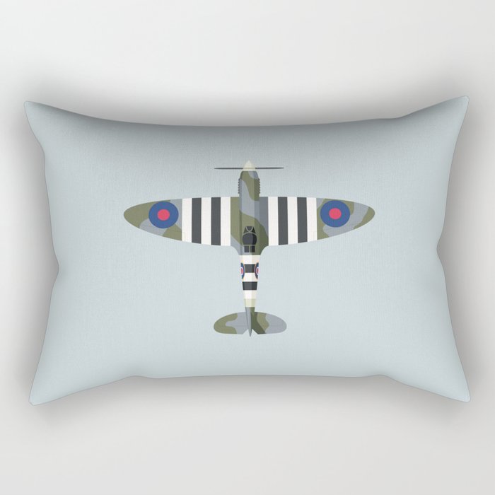 Spitfire WWII Fighter Aircraft - Grey Rectangular Pillow Gallery Image 1