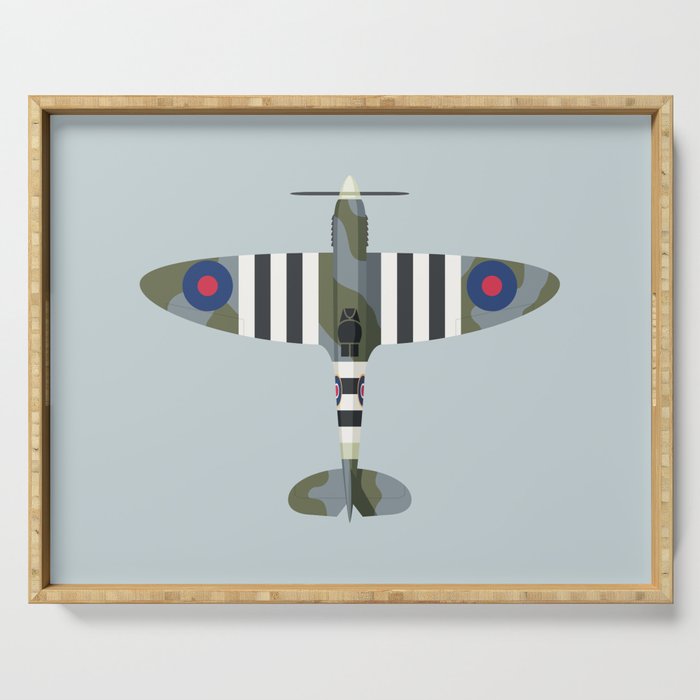 Spitfire WWII Fighter Aircraft - Grey Serving Tray Gallery Image 1