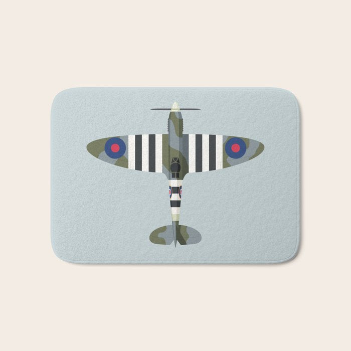 Spitfire WWII Fighter Aircraft - Grey Bath Mat Gallery Image 1