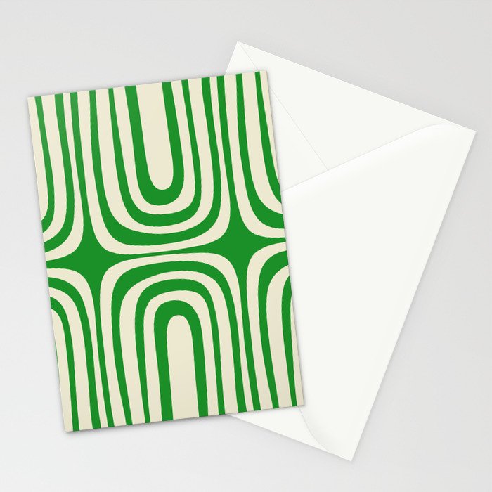 Midcentury Modern Confaab Abstract Pattern Green Cream Stationery Card Gallery Image 2