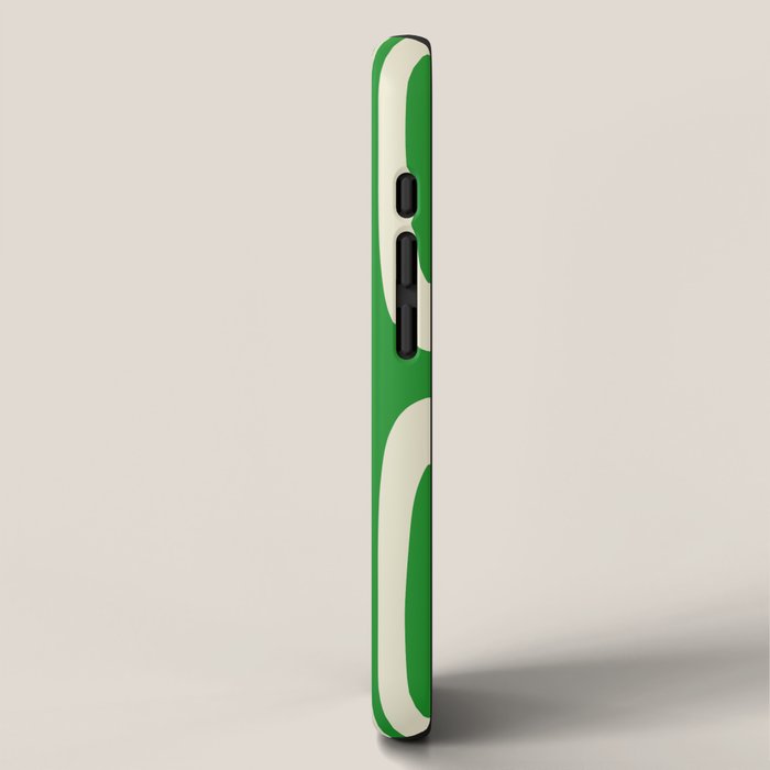Midcentury Modern Confaab Abstract Pattern Green Cream iPhone Case Gallery Image 2