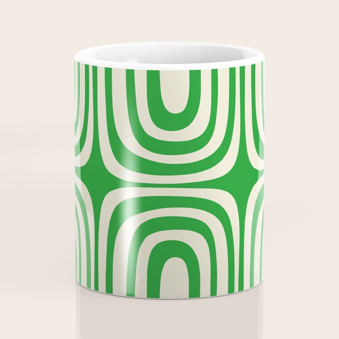 Midcentury Modern Confaab Abstract Pattern Green Cream Coffee Mug Gallery Image 4