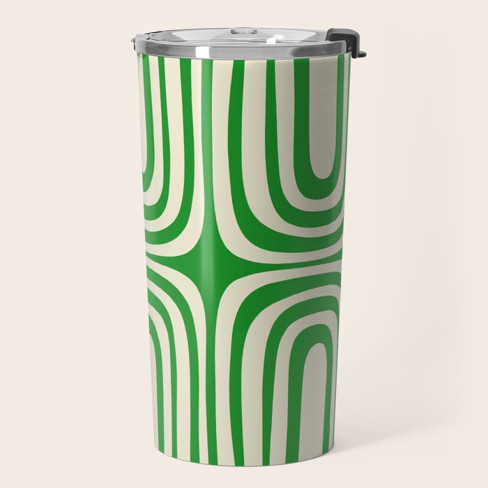 Midcentury Modern Confaab Abstract Pattern Green Cream Travel Mug Gallery Image 2