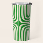 Midcentury Modern Confaab Abstract Pattern Green Cream Travel Mug Gallery Image 2