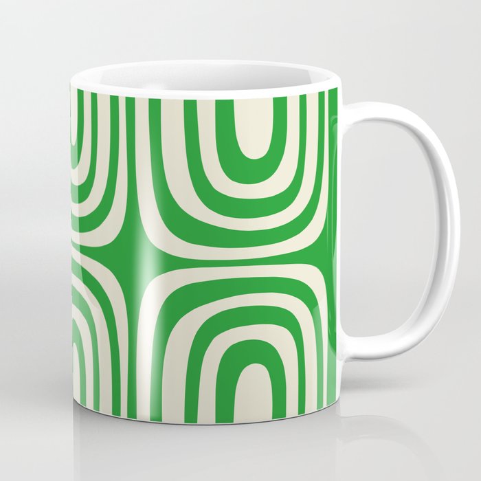 Midcentury Modern Confaab Abstract Pattern Green Cream Coffee Mug Gallery Image 1