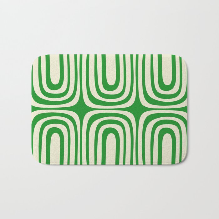 Midcentury Modern Confaab Abstract Pattern Green Cream Bath Mat Gallery Image 1