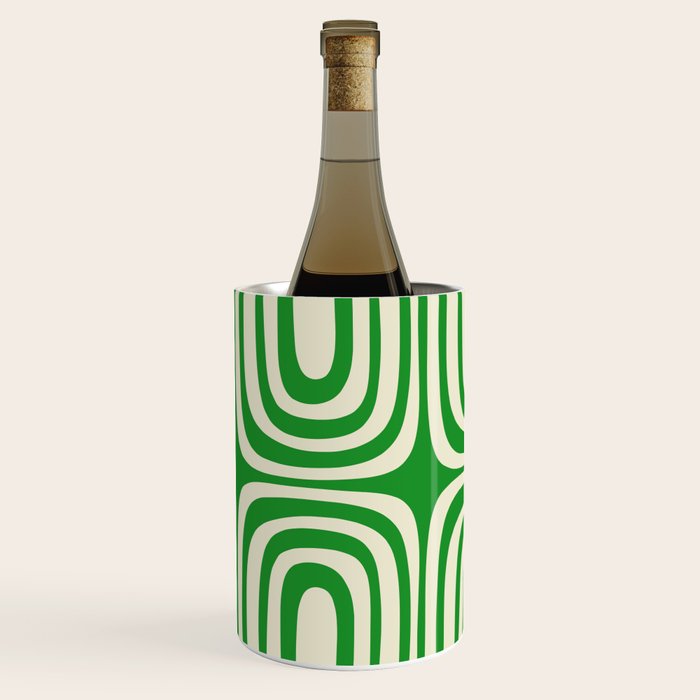 Midcentury Modern Confaab Abstract Pattern Green Cream Wine Chiller Gallery Image 2