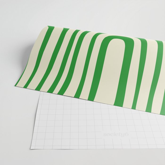 Midcentury Modern Confaab Abstract Pattern Green Cream Wrapping Paper Gallery Image 2