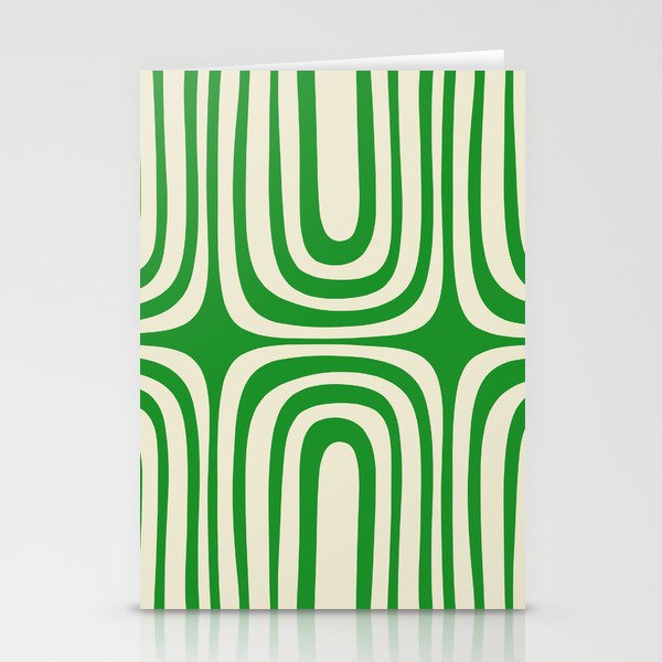 Midcentury Modern Confaab Abstract Pattern Green Cream Stationery Card Gallery Image 1