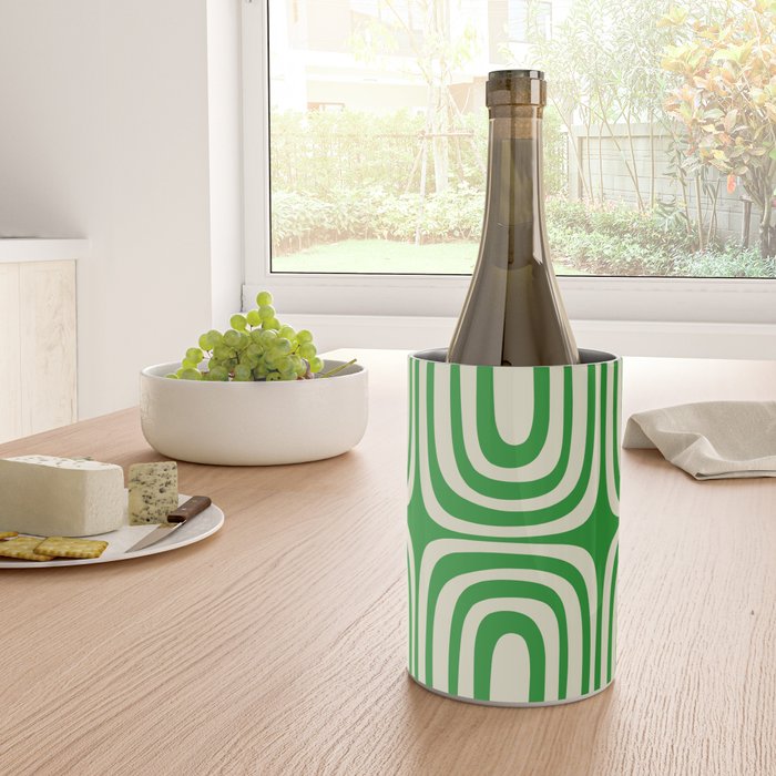 Midcentury Modern Confaab Abstract Pattern Green Cream Wine Chiller Gallery Image 4