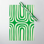 Midcentury Modern Confaab Abstract Pattern Green Cream Wrapping Paper Gallery Image 1