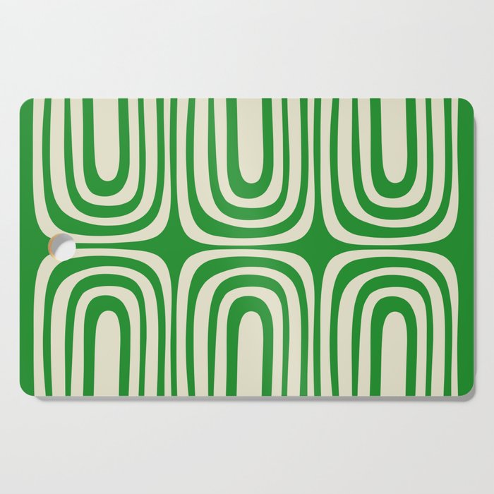 Midcentury Modern Confaab Abstract Pattern Green Cream Cutting Board Gallery Image 1