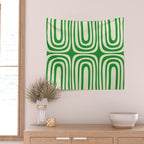 Midcentury Modern Confaab Abstract Pattern Green Cream Wall Tapestry Gallery Image 2