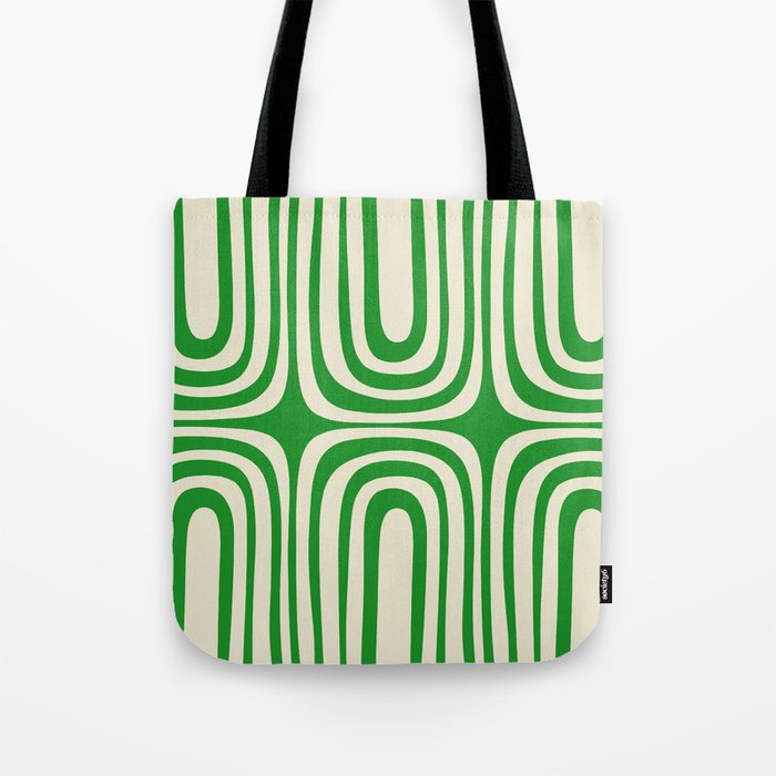 Midcentury Modern Confaab Abstract Pattern Green Cream Tote Bag Gallery Image 1