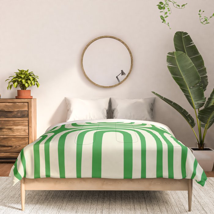 Midcentury Modern Confaab Abstract Pattern Green Cream Comforter Gallery Image 3