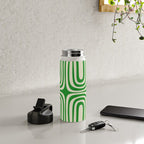 Midcentury Modern Confaab Abstract Pattern Green Cream Water Bottle Gallery Image 4